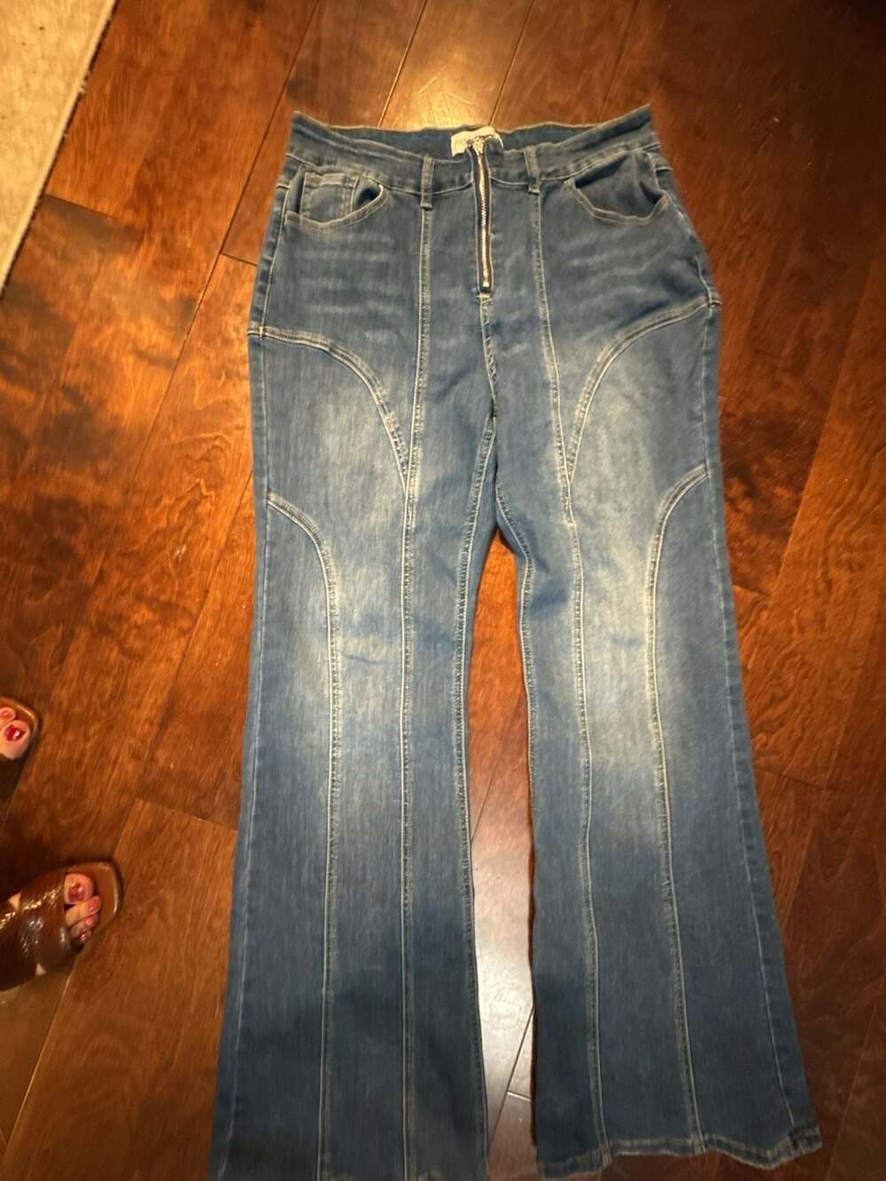 Fashion Nova High Rise Front Zipper Flare Leg Jeans